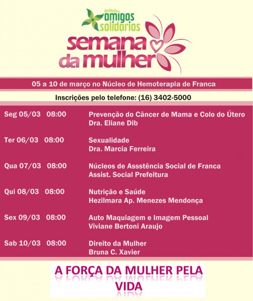 Semana da Mulher 2012 - Programação