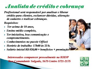 Oportunidade de emprego analista de emprego