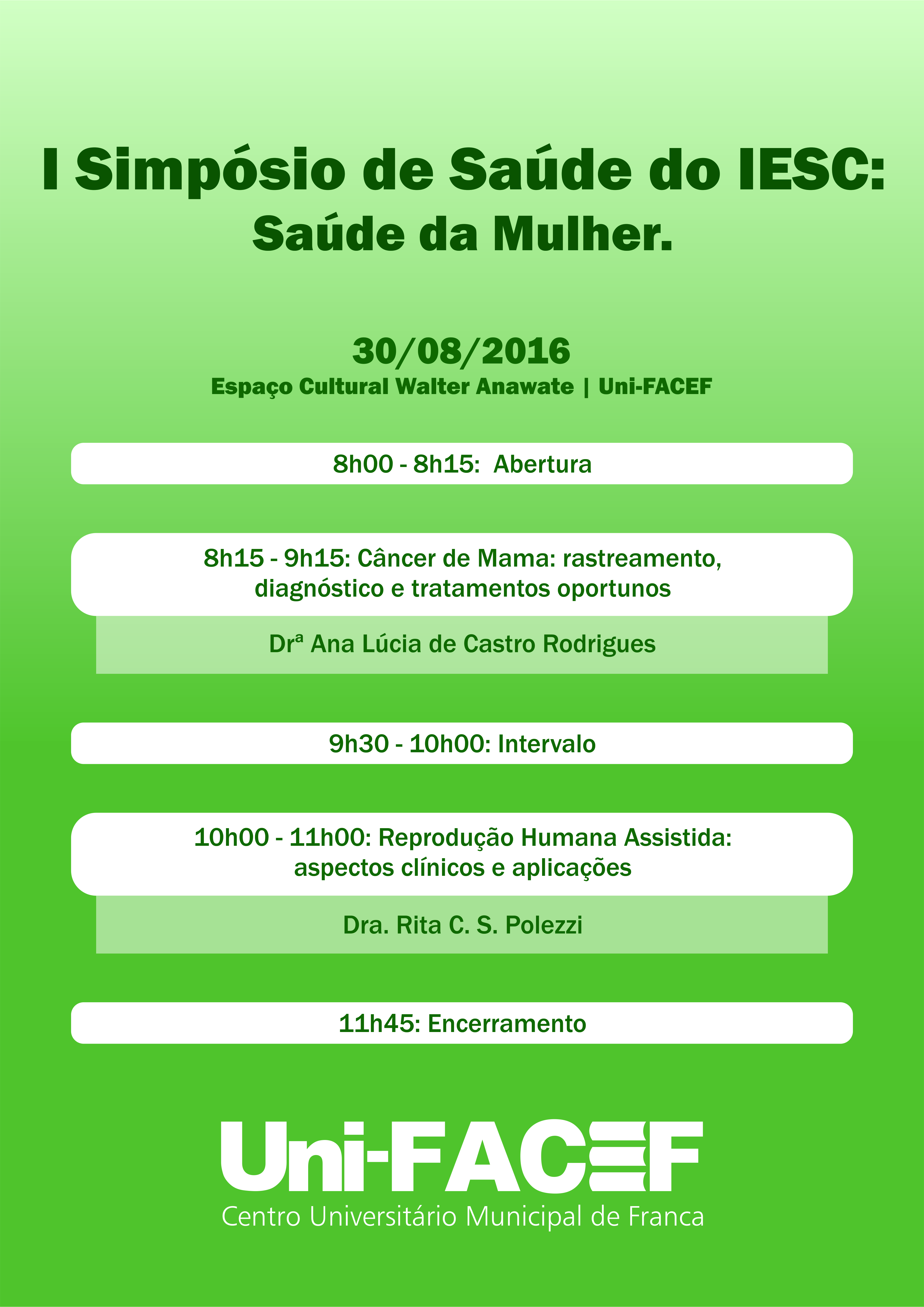 I SIMPÓSIO DE SAÚDE DO IESC: Saúde da Mulher