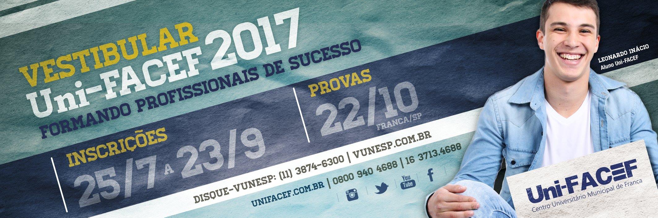 Inscrições para o Vestibular Uni-FACEF 2017 terminam amanhã