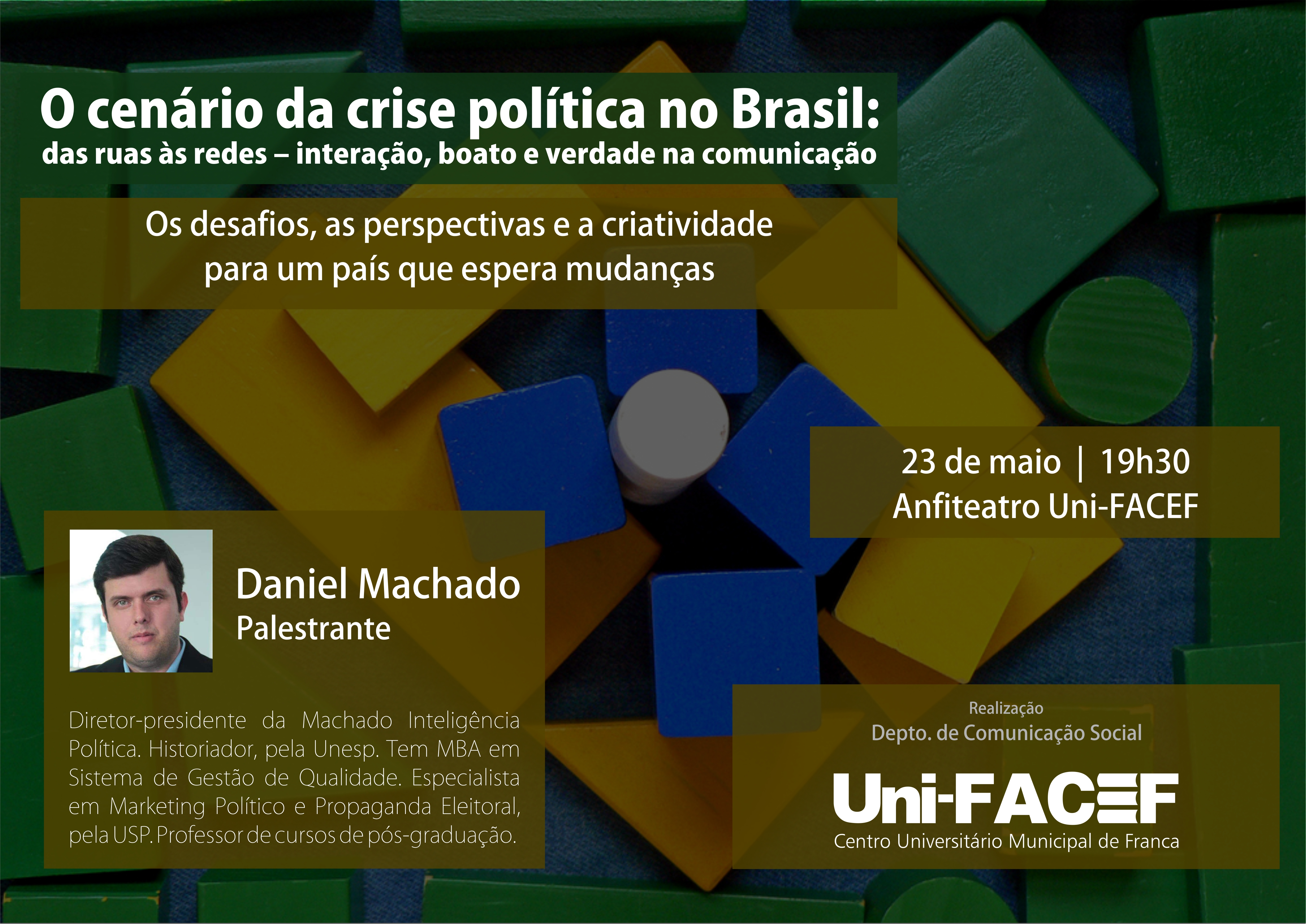 Palestra sobre crise política no Brasil e marketing político