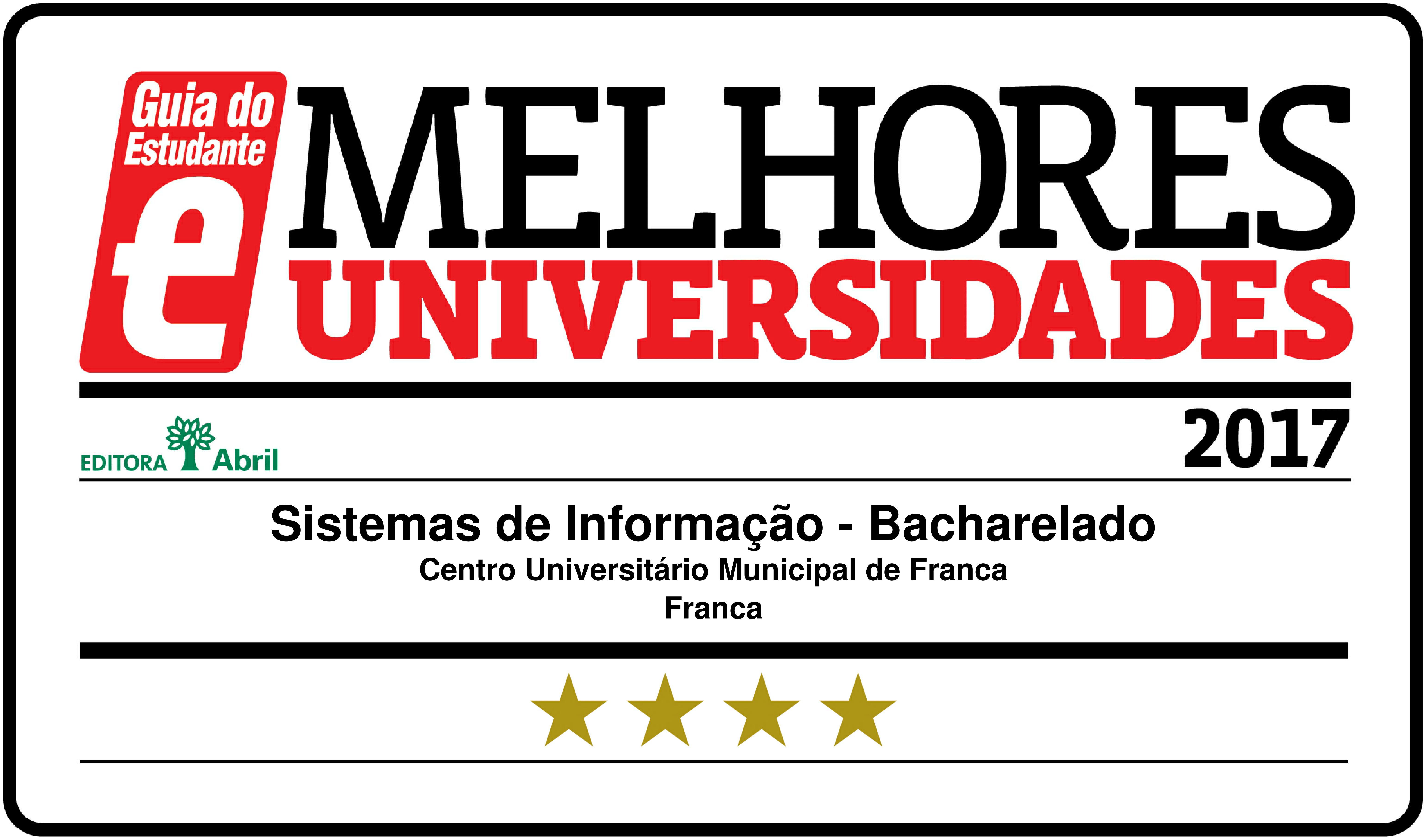 Curso de Sistemas de Informação recebe 4 Estrelas do Guia do Estudante Abril