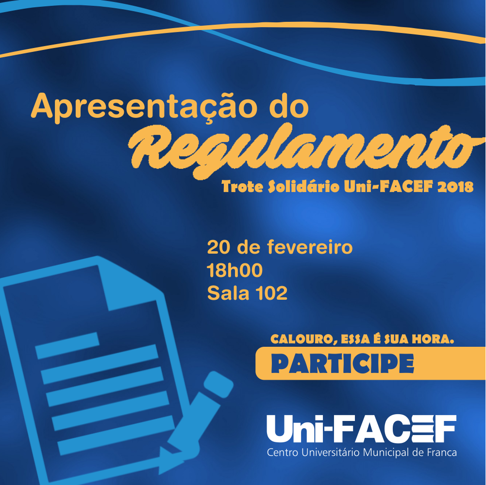 Vai começar o TROTE SOLIDÁRIO Uni-FACEF 2018