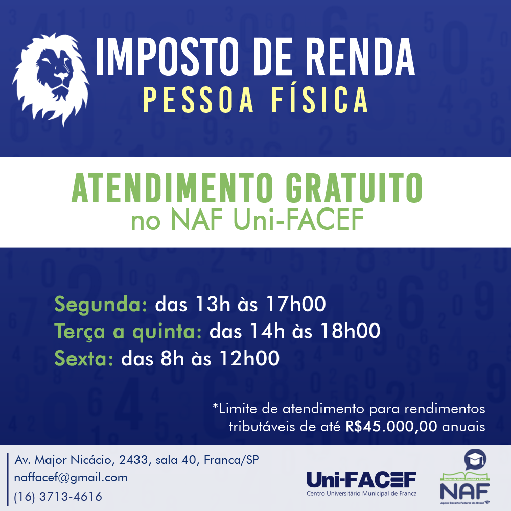 NAF Uni-FACEF atende pessoas físicas para declaração de Imposto de Renda