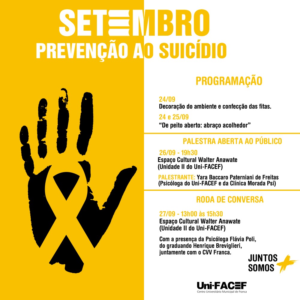 Psicologia Uni Facef Promove Acoes De Prevencao Ao Suicidio Setembro Amarelo Uni Facef