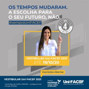 Inscrições abertas para o Vestibular Uni-FACEF 2021