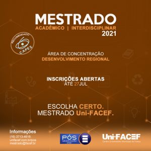 Pós-Graduação: inscrições abertas para o Mestrado Uni-FACEF