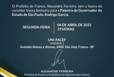 Governador de São Paulo apresenta palestra no Uni-FACEF