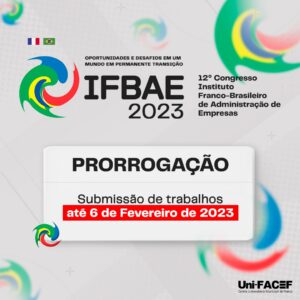 Prorrogada a chamada de trabalhos para o IFBAE 2023